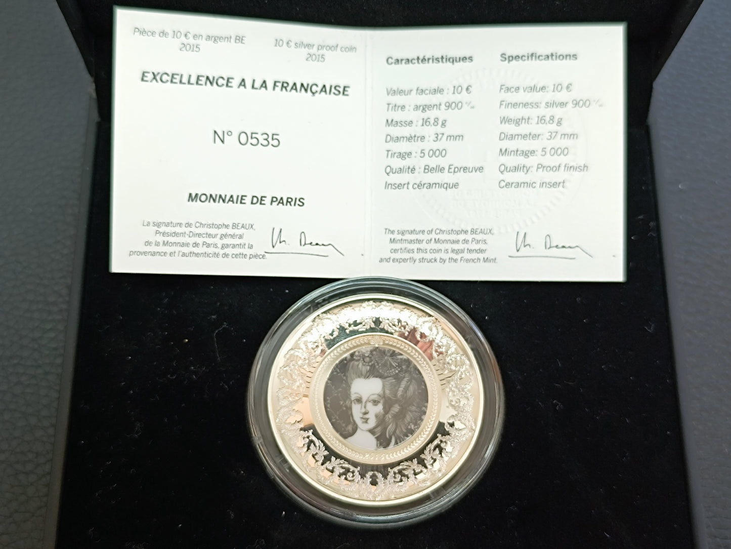 France 10 Euros 2015 Excellence à la française Manufacture de Sèvres Argent BE 16.8 gr