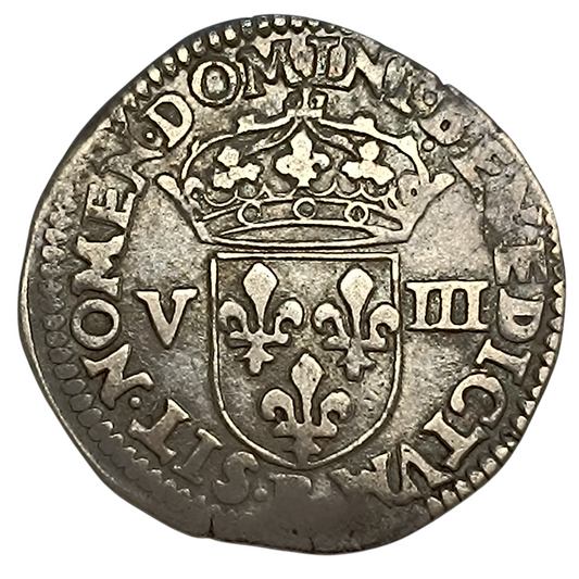 Henri IV (1589-1610) Huitième d'écu 1605 B Rouen Argent 4.79 gr