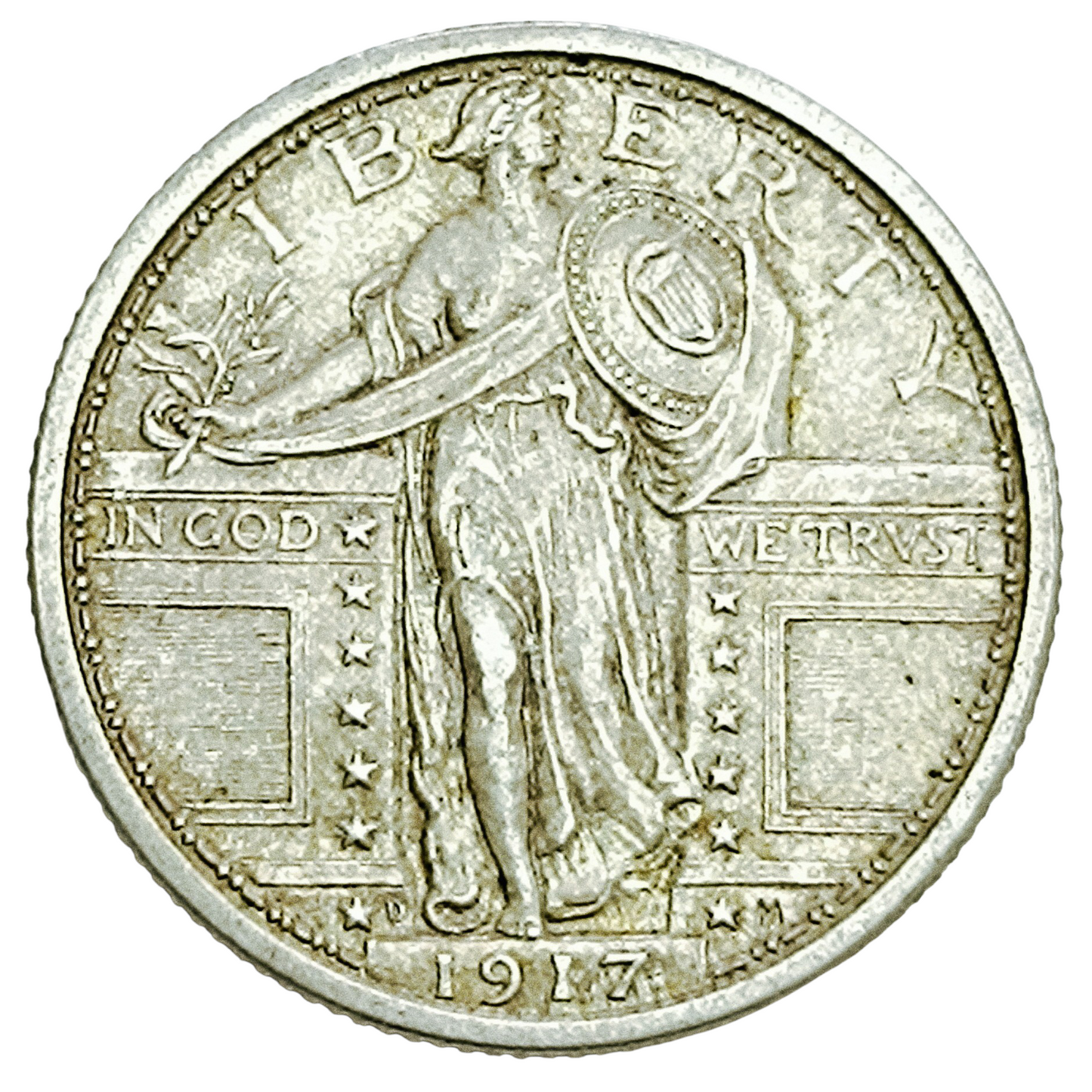 États-Unis USA Quarter dollar 1917 D Denver Argent 6.27 gr