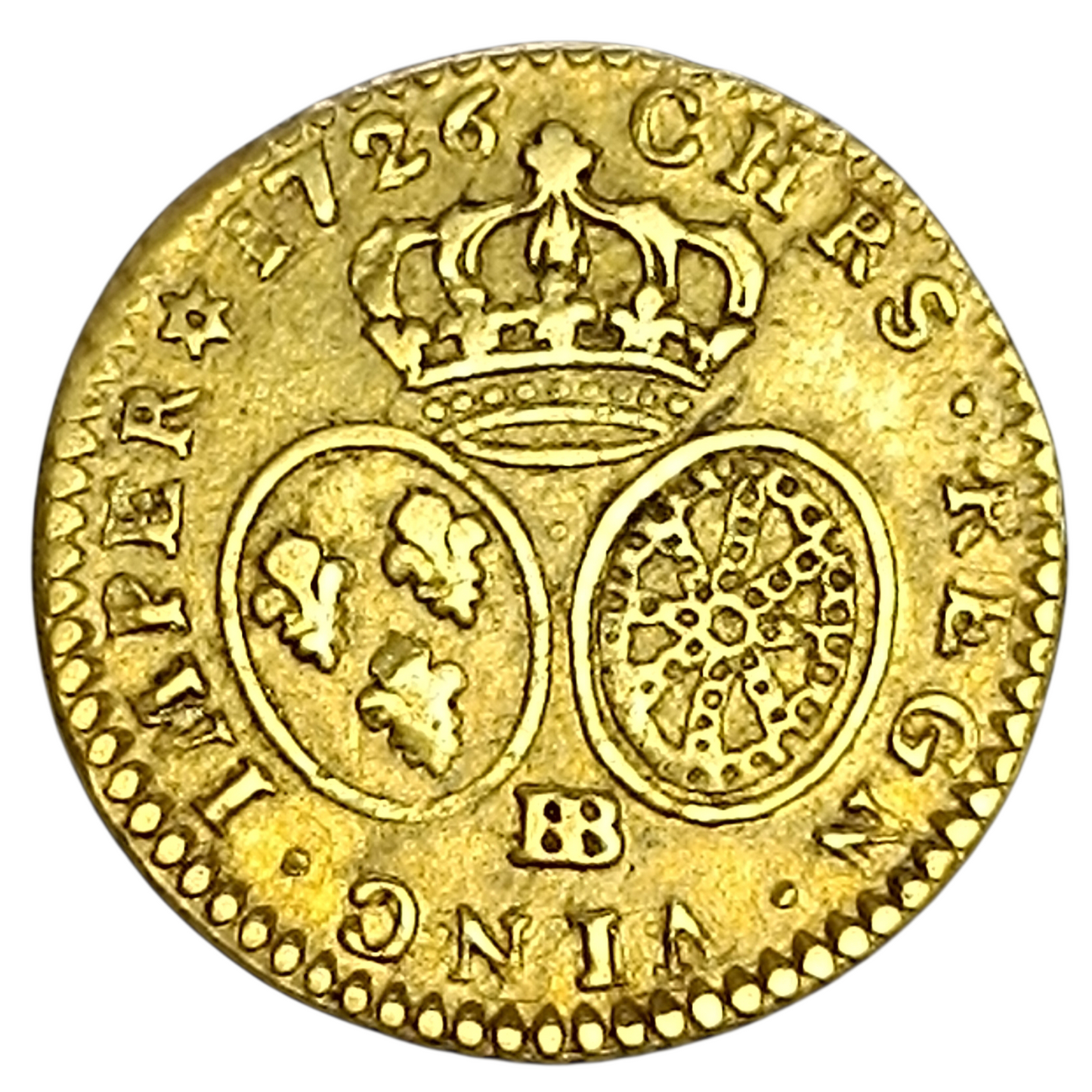 Louis XV (1715-1774) 1/2 Louis d'or aux lunettes 1726 BB Strasbourg 4.04 gr