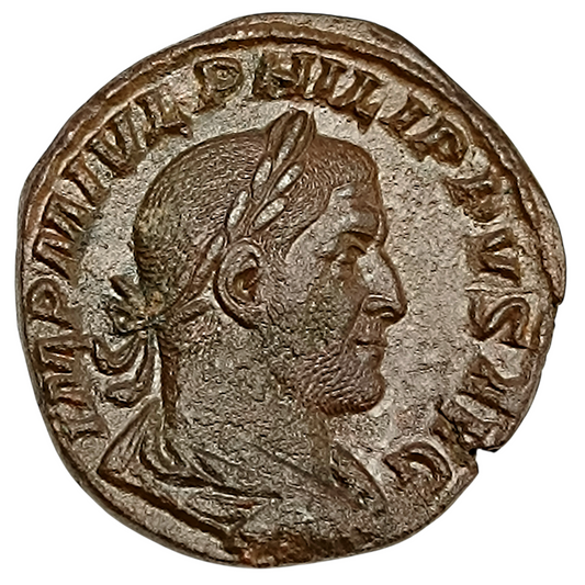 Philippe l'Arabe (244-249) Sesterce PM TRP III COS PP Félicité 21.24 gr