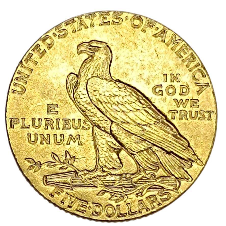 USA "INDIAN HEAD" 5$ Or 1912 Five Dollars 8,35 gr