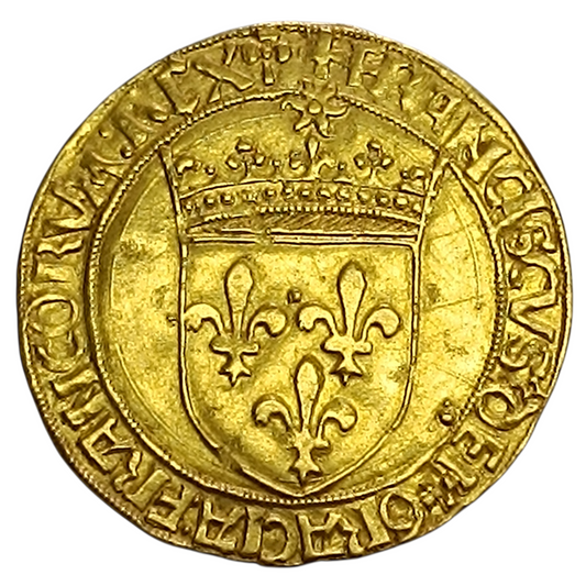 François Ier (1515-1547) Écu d'or au soleil. Point douzième Lyon. 3.38 Gr