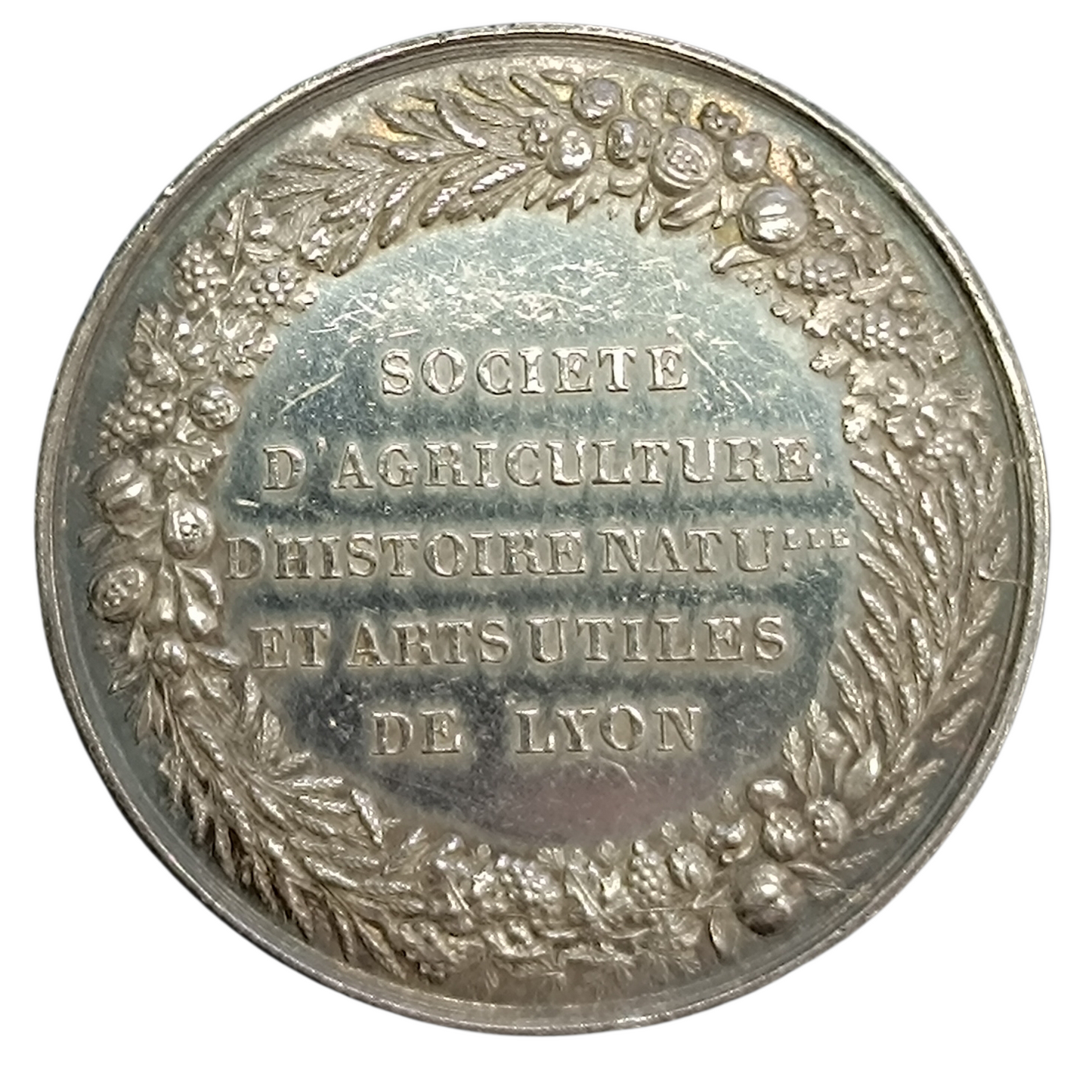 Jeton Société d'Agriculture. Histoire Naturelle et Arts Utiles de Lyon François Rozier Fondateur 1834 Argent 14.29 gr 34 mm