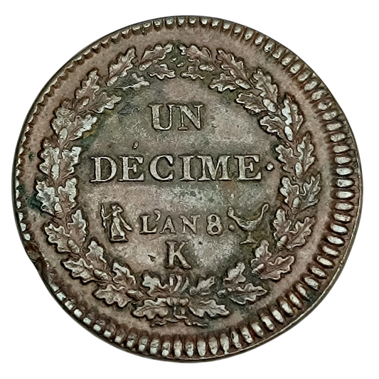 Dupré 1 Décime An 8 K Bordeaux. 20.46 gr