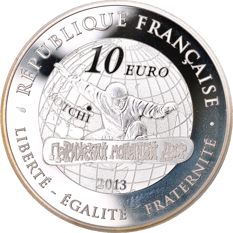 France 10 Euros 2013 Jeux d'Hiver Snowboard Coffret BE Argent 22.2 gr