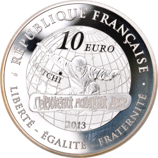 France 10 Euros 2013 Jeux d'Hiver Snowboard Coffret BE Argent 22.2 gr