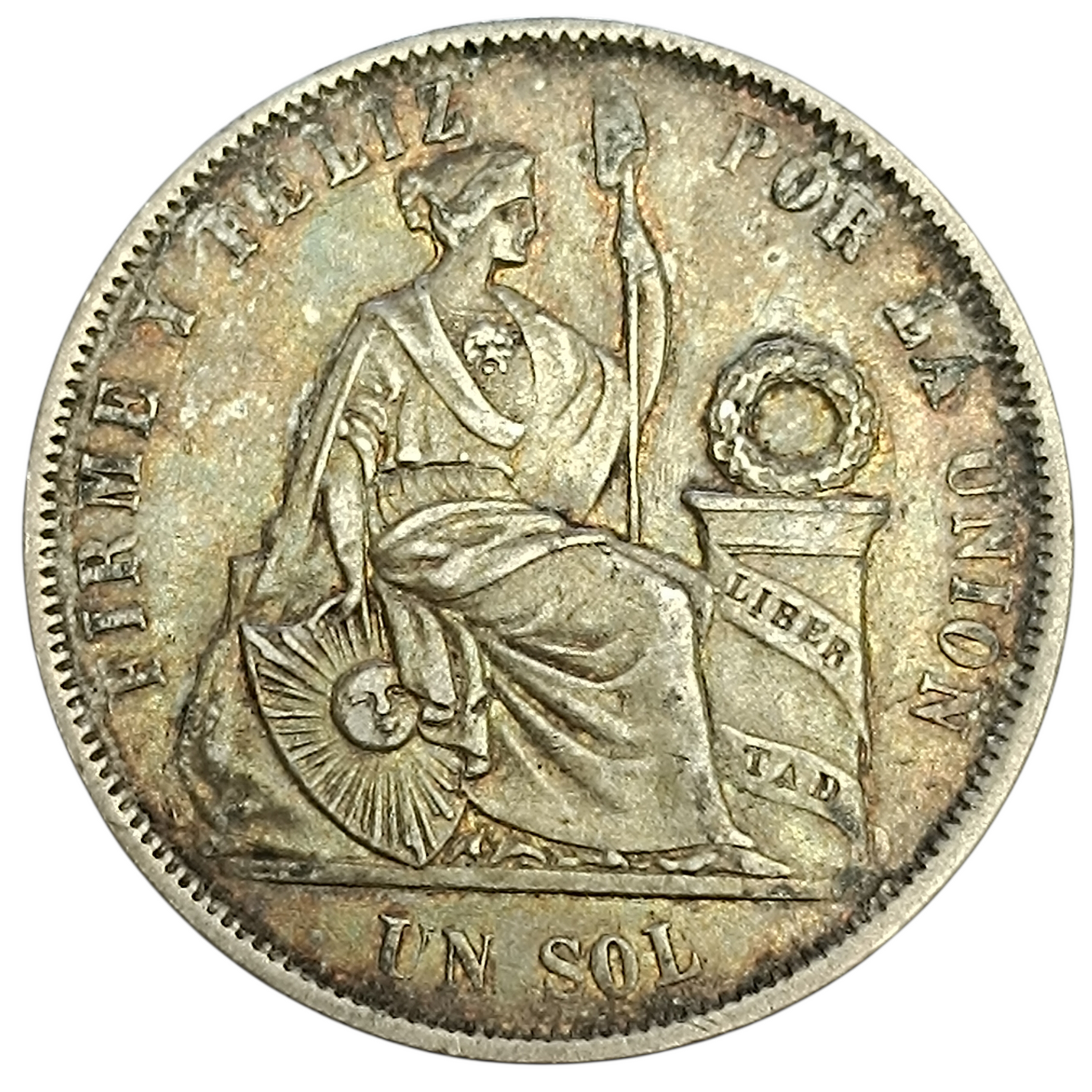 Pérou Un Sol 1866 Argent 24.91 Gr
