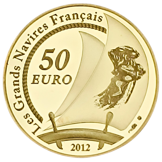 France 50 Euros 2012 L'Hermione 2012 Coffret BE Or 8.45 gr 1/4 once