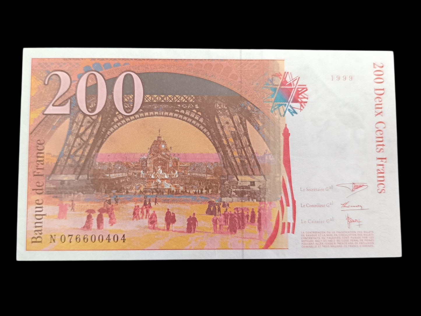 Billet de 200 Francs 1999 Gustave Eiffel. État Neuf