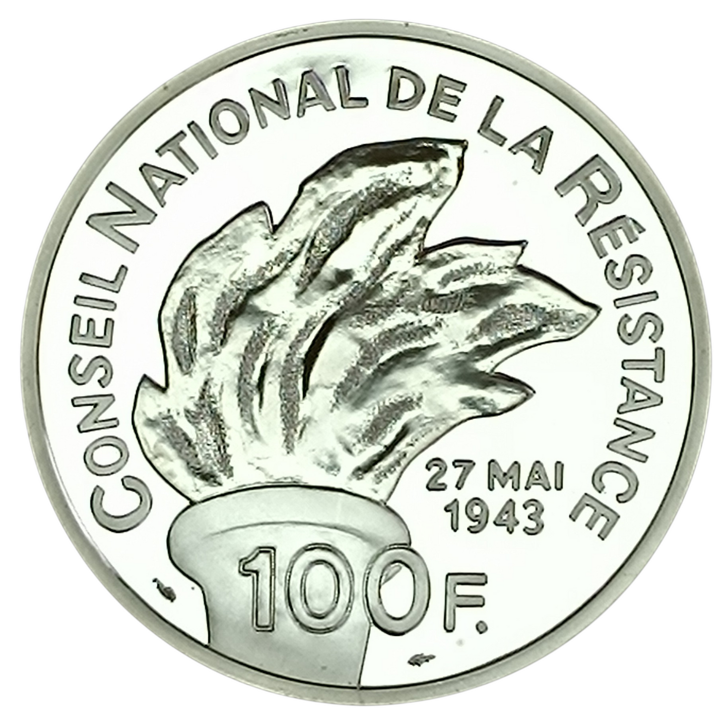 Monnaie de Paris 100 Francs Jean Moulin Conseil National de la Résistance 1993 Coffret BE Argent 22.2 gr