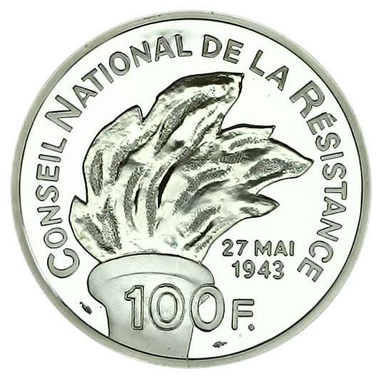 Monnaie de Paris 100 Francs Jean Moulin Conseil National de la Résistance 1993 Coffret BE Argent 22.2 gr