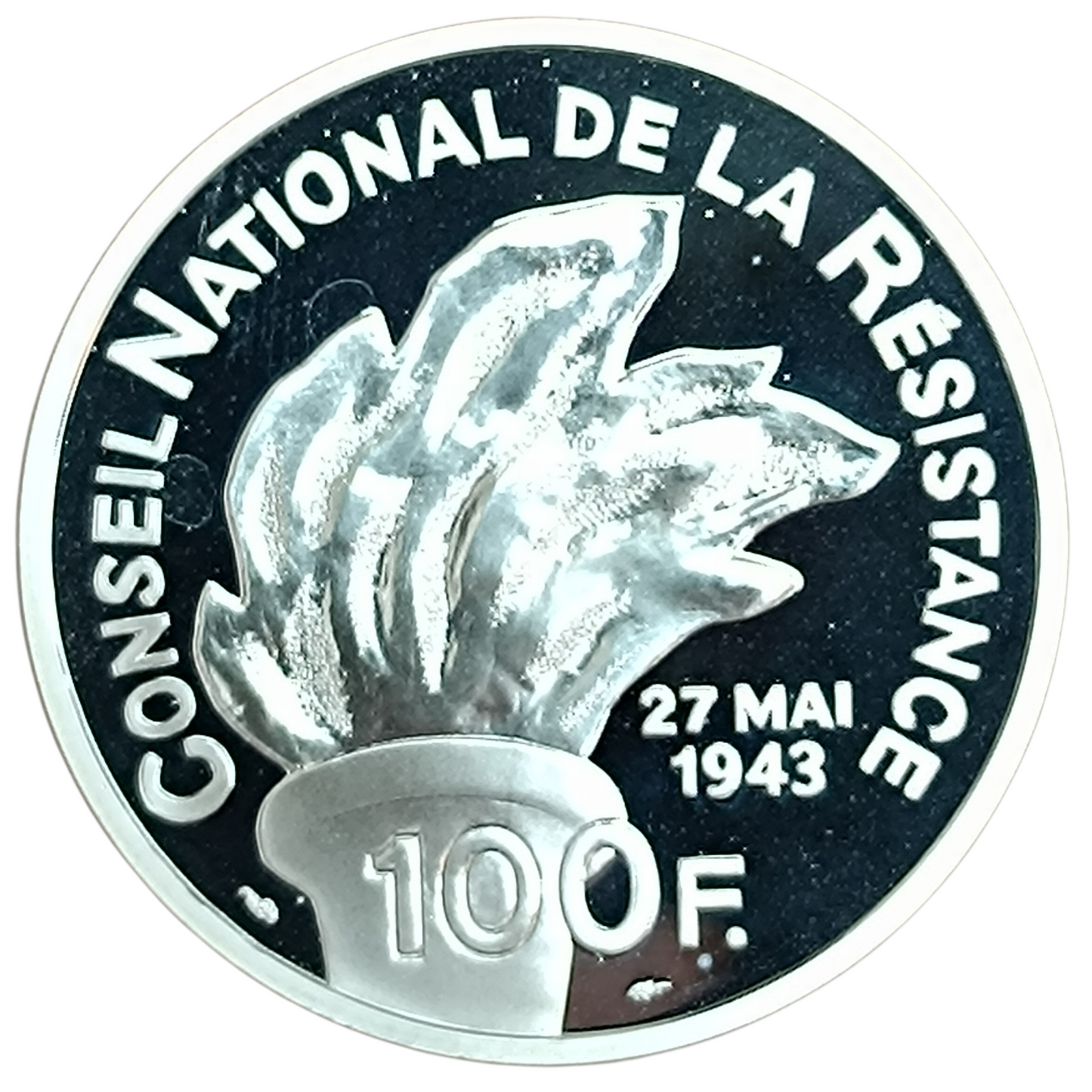Monnaie de Paris 100 Francs Jean Moulin Conseil National de la Résistance 1993 Coffret BE Argent 22.2 gr