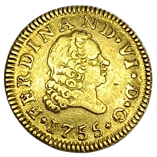 Espagne 🇪🇸 Ferdinand VI (1746-17859) 1/2 Escudo Or 1755 M Madrid 1.75 gr
