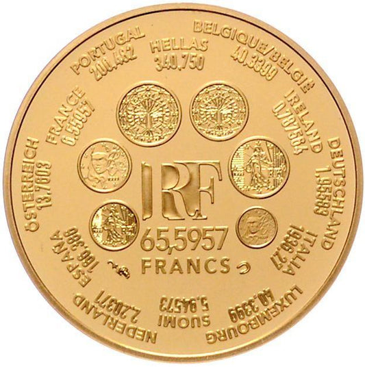 Monnaie de Paris 65.5957 francs Europa 2001 la dernière monnaie parité Or BE 8.45 gr