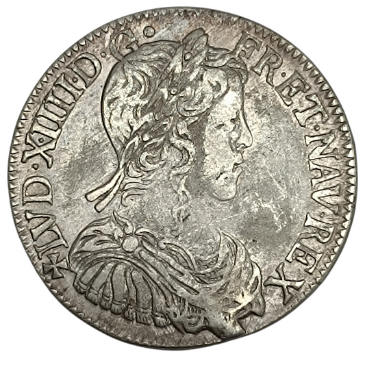 Louis XIV (1643-1715) 1/2 écu à la mèche longue-  Croix de Malte - 1654 T Nantes 13.54 gr - L4L. 164