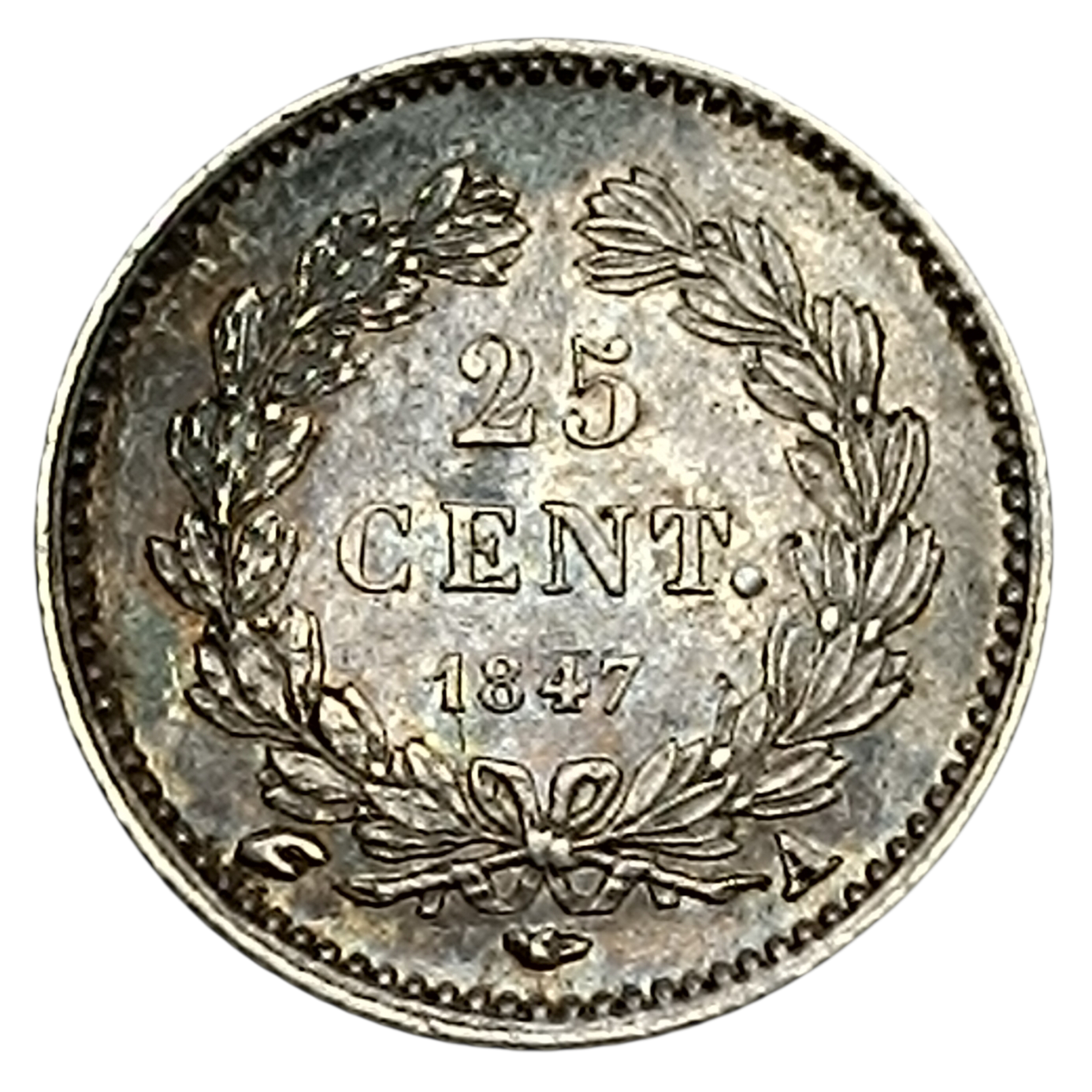 Luis Felipe (1830-1848) 25 céntimos 1847 A París Plata 1,25 gr G. 357