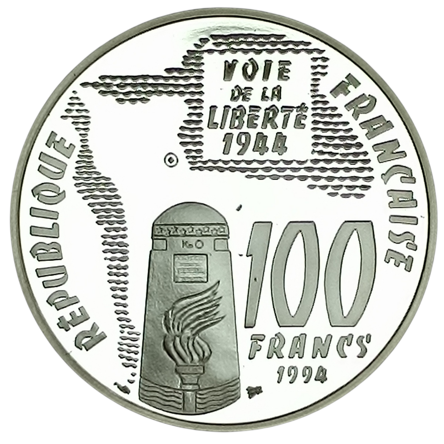 Monnaie de Paris 100 Francs 1994 Sainte Mère Église. Coffret BE Argent 22.2 gr