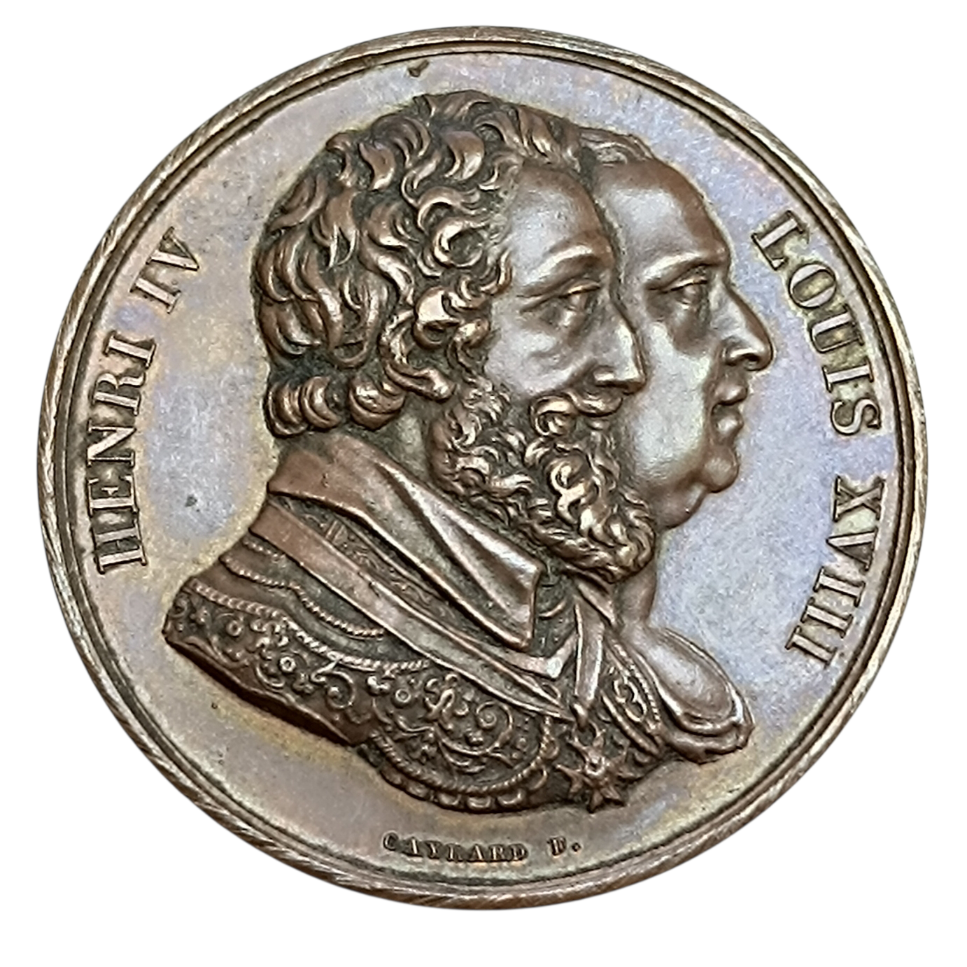 Medalla Luis XVIII Restauración Estatua ecuestre de Enrique IV 1817 Bronce 17,64 gr 32,5 mm