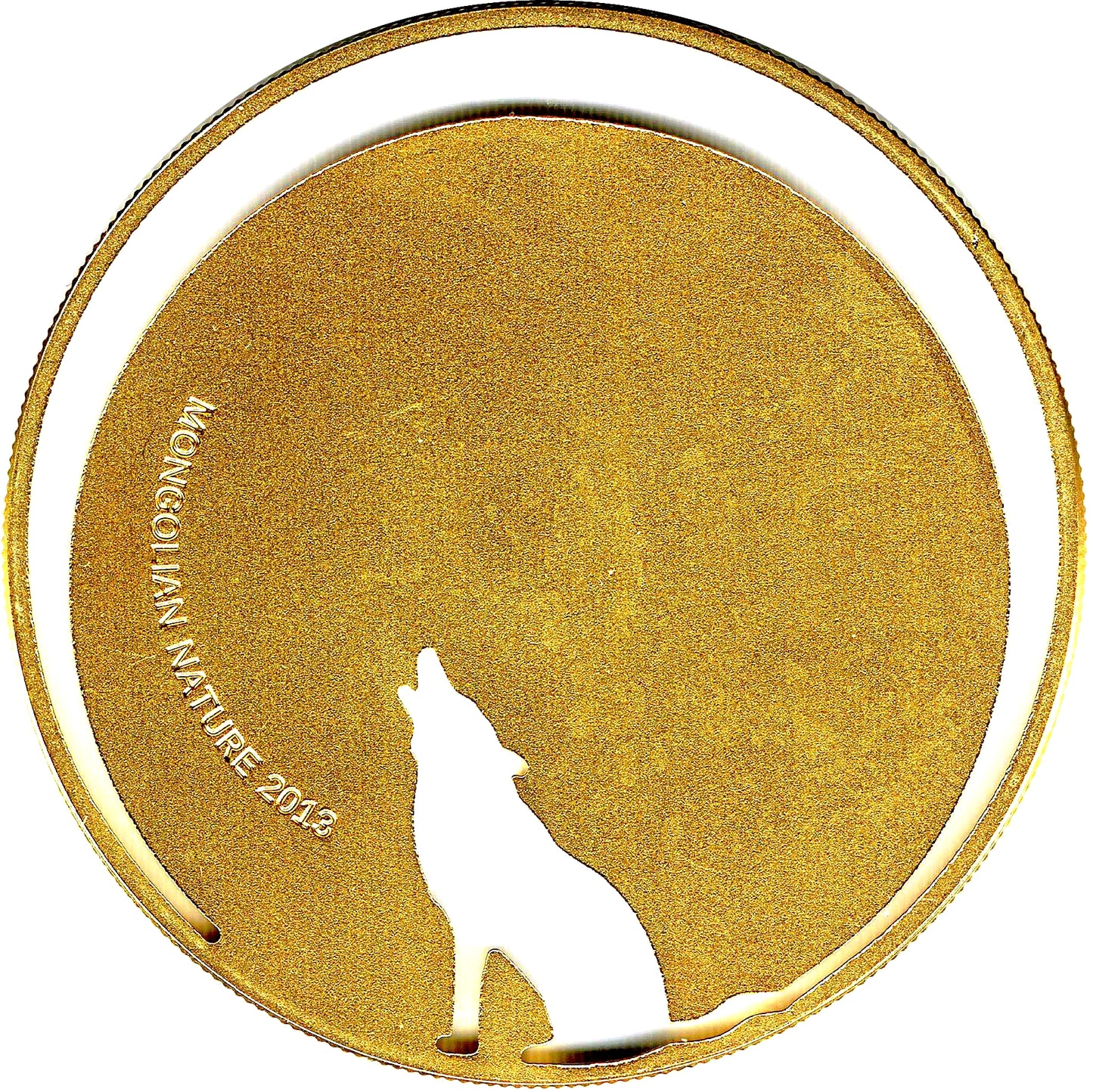 Mongolie 500 Togrog 2013 Wolf Mongolian Nature Argent plaqué Or 1/2 oz
