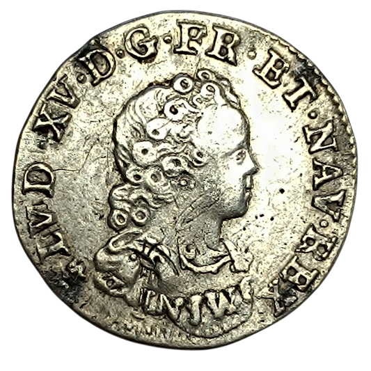 Louis XV (1715-1774) Dixième d'écu Vertugadin 1716 T Nantes Argent 2.96 gr