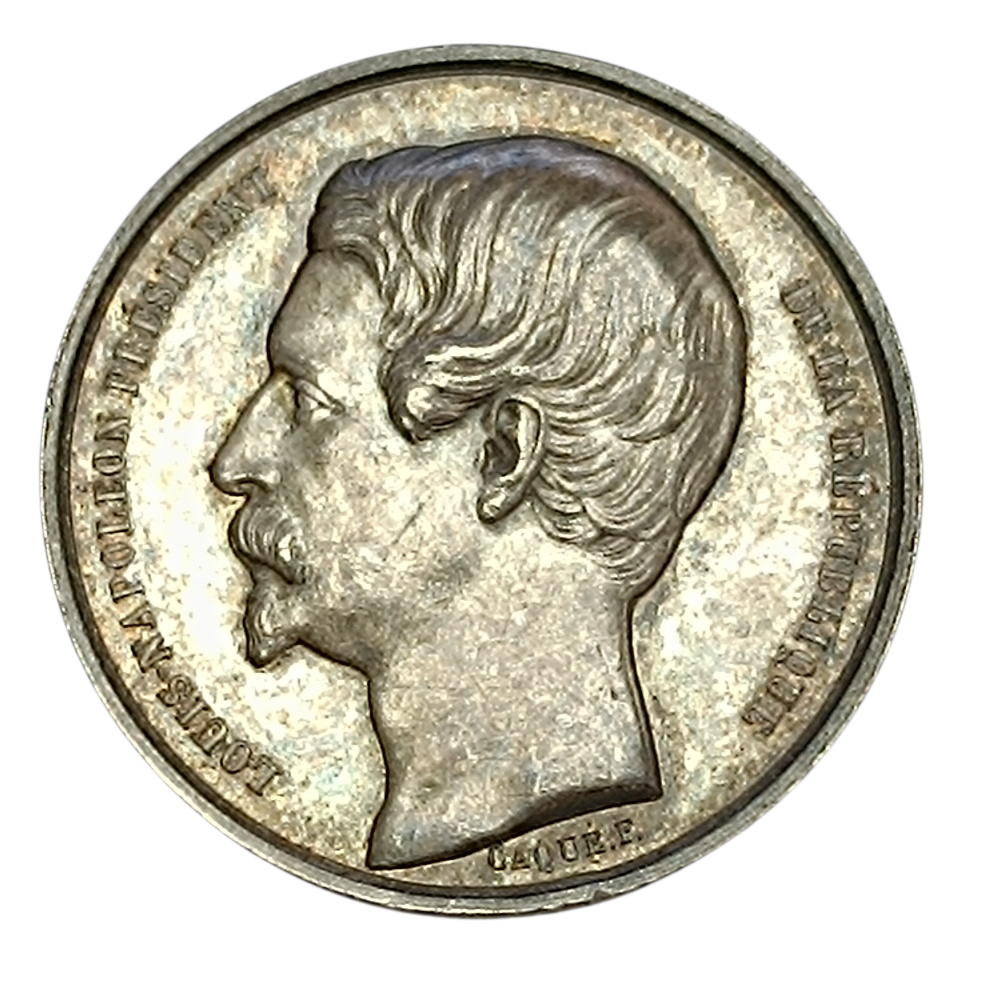 Jeton Assurances Société de secours mutuels pour les ouvriers en soie 1850 Lyon Argent 10.65 gr 28 mm