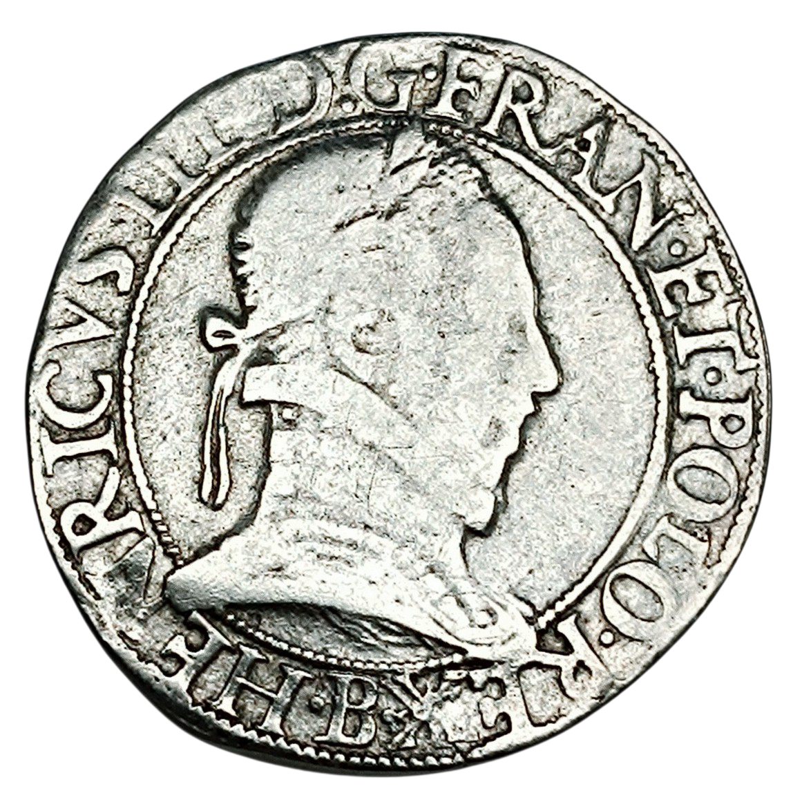Henri III (1574-1589) Franc au col plat 1576 B Rouen Argent 13.89 gr