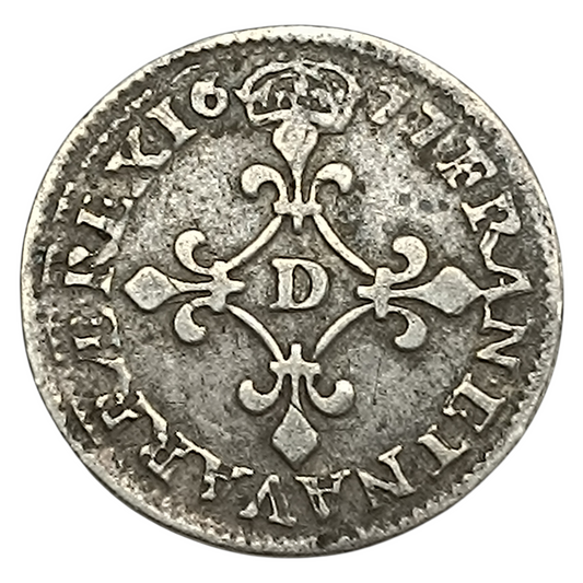 Louis XIV (1643-1715) 4 sols des traitants 1677 D Lyon 1,63gr L4L. 200