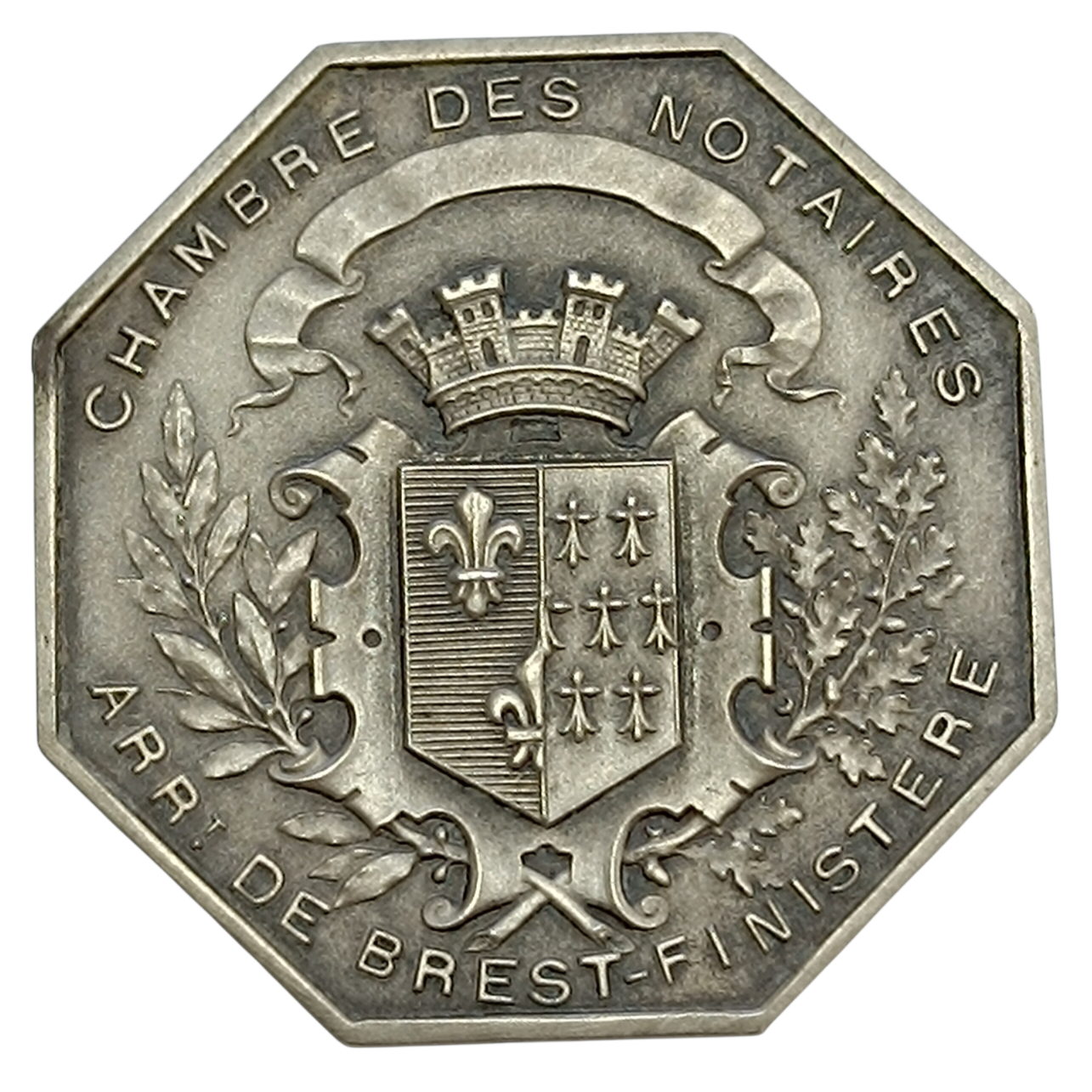 Jeton Chambre des Notaires de Brest Finistère Flan Mat Argent 15.52 gr 33 mm