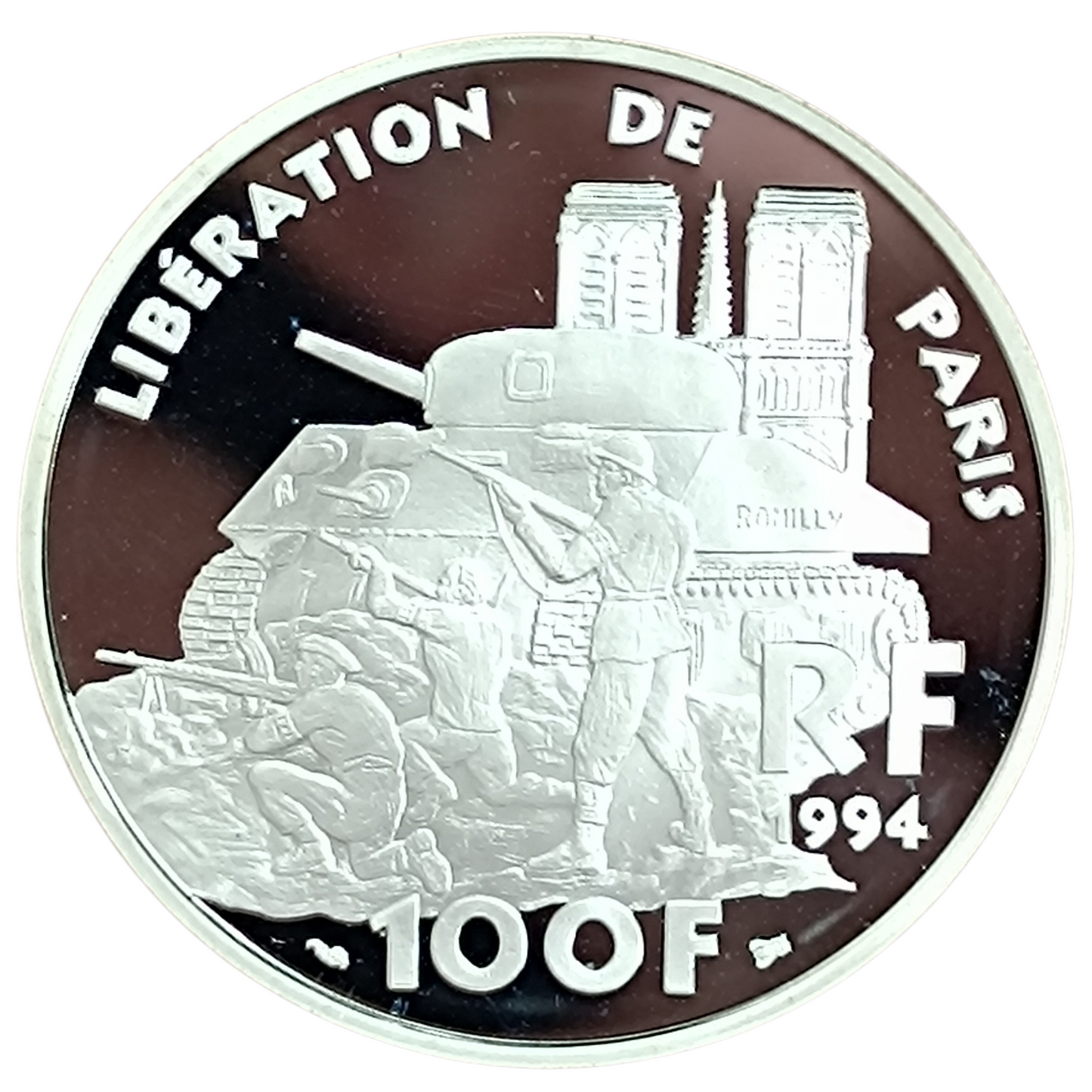 Monnaie de Paris 100 Francs 1994 De Gaulle Libération de Paris. Coffret BE Argent 22.2 gr