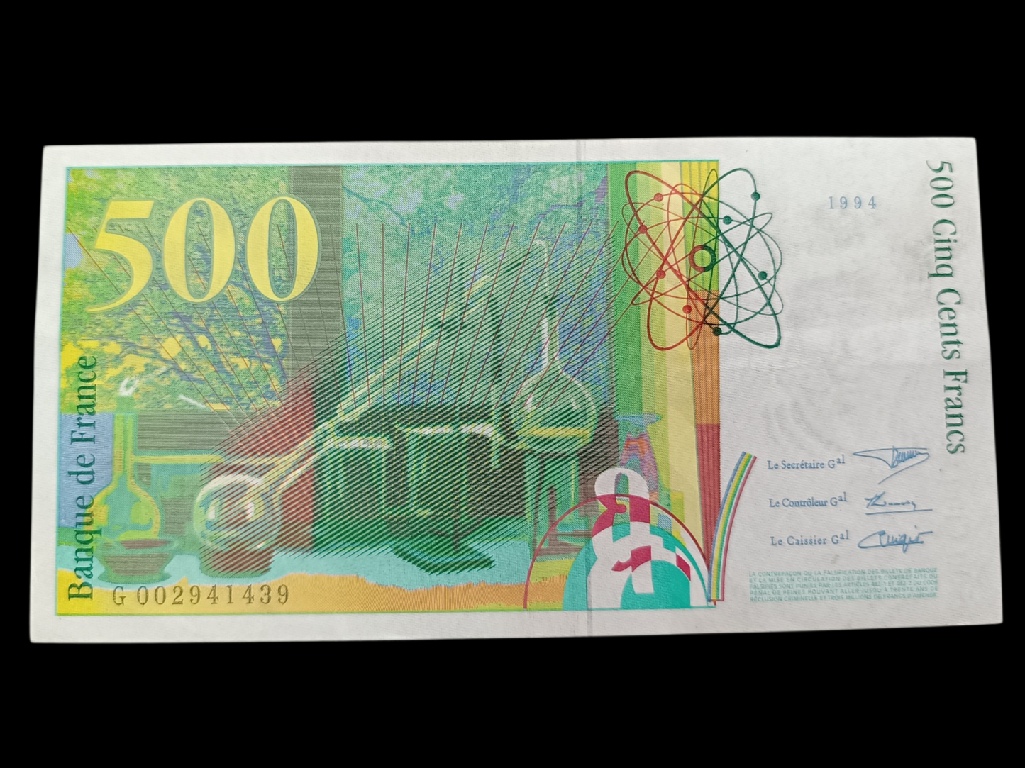 Billet 500 Francs Pierre et Marie Curie 1994. État SPL