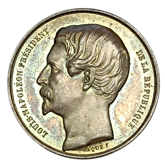 Jeton Assurances Société de secours mutuels pour les ouvriers en soie 1850 Lyon Argent 9.80 gr 28 mm