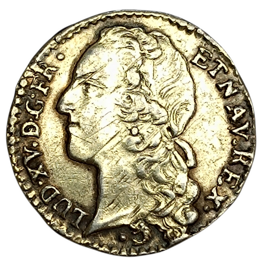 Louis XV (1715-1774) Dixième d'écu au bandeau 1755 Z Grenoble Argent. Monnaie dorée. 2.91 gr