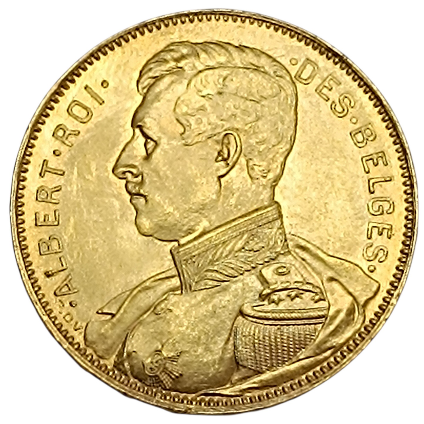 Belgium Albert i 20 francs or 1914 "King of the Belgians" 6.46 gr sup