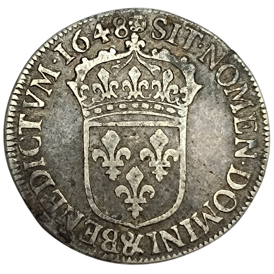 Louis XIV (1643-1715) 1/2 écu à la mèche longue 1648 & Aix 13,34 gr