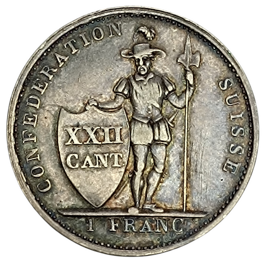 Suisse Canton de Vaud 1 Franc 1845 Argent 7.17 gr