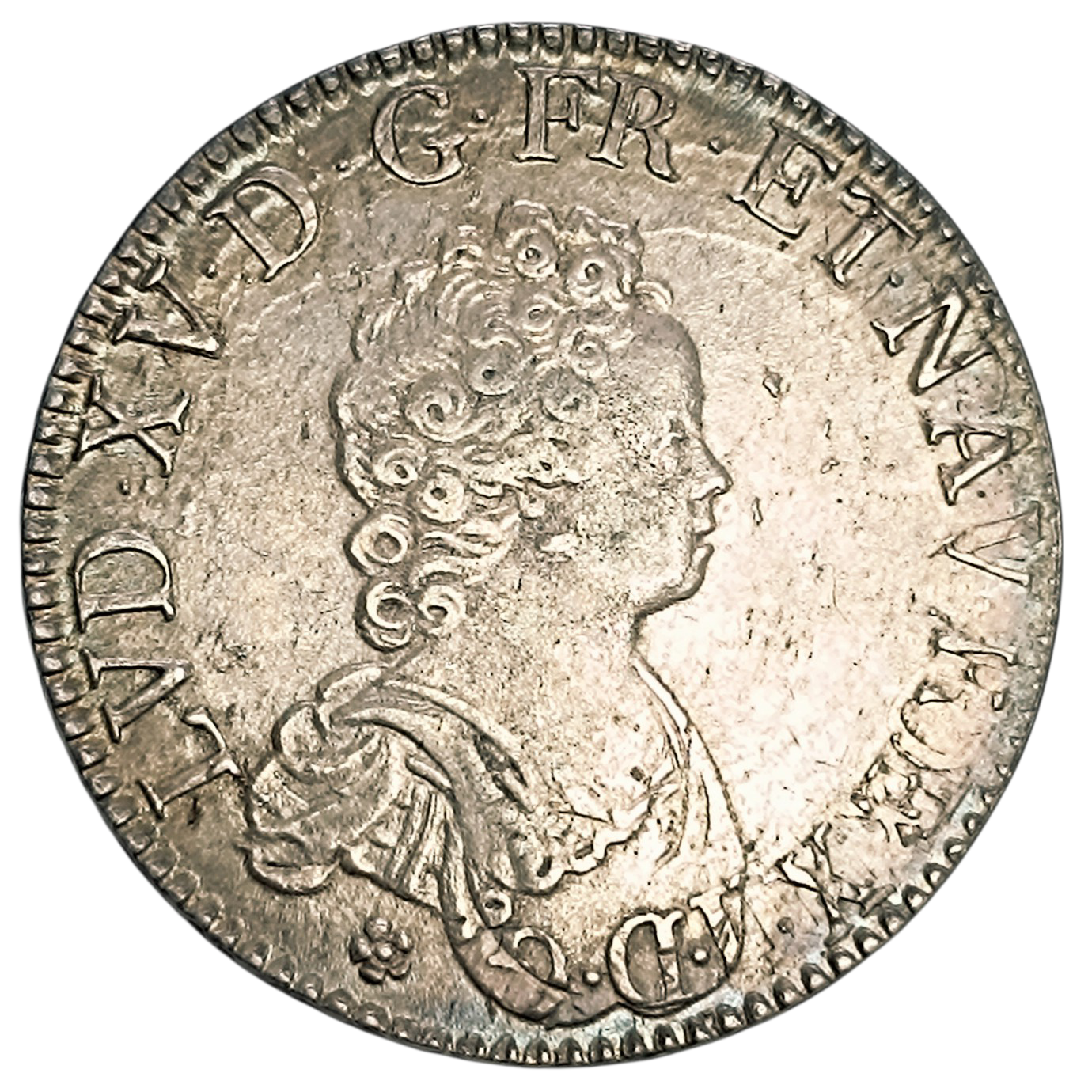 Louis XV (1715-1774) Ecu Vertugadin 1716 D Lyon Argent 30.44 gr
