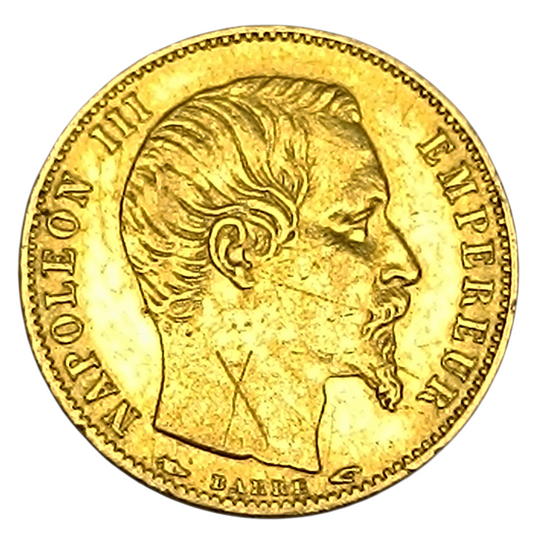 Napoléon III (1852-1870) 5 Francs or 1854 A Petit module Tranche Lisse 1.61 gr