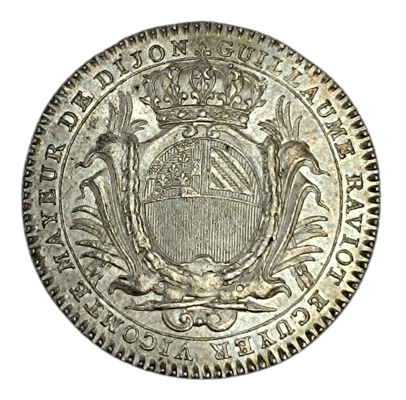Burgundy token mayor of Dijon Guillaume Raviot 1775 Silver 30 mm 9.20 gr