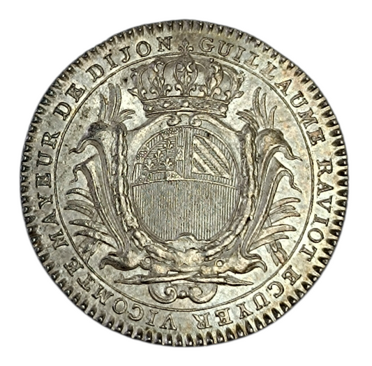 Jeton Bourgogne Maire de Dijon Guillaume Raviot 1775 Argent 30 mm 9.20 gr