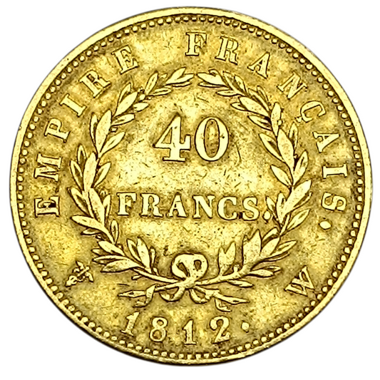 Napoléon Ier (1804-1814) 40 Francs 1812 W Lille Or 12.77 Gr