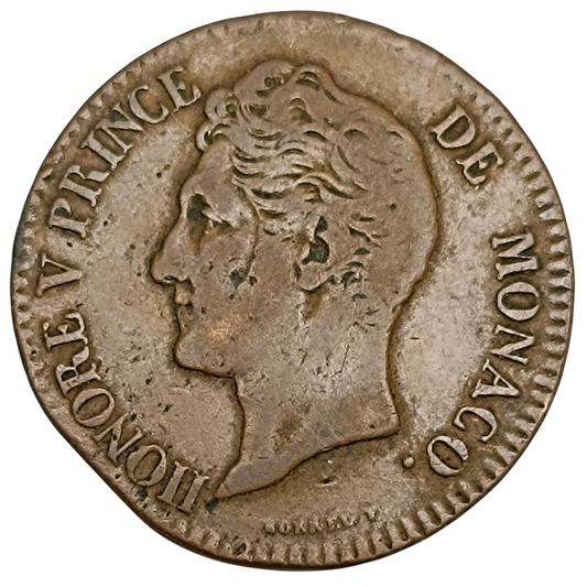 Monaco Honoré V 5 centimes 1837 Cuivre 9.01 gr
