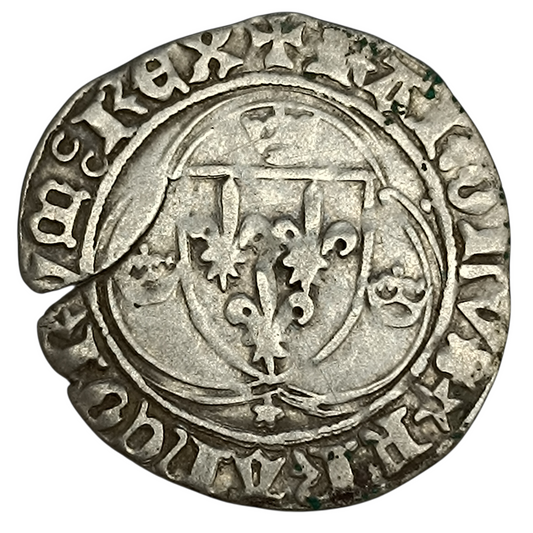 Charles VII (1422-1461) Blanc à la couronne Dijon Etoile sous l'écu 2.75 gr