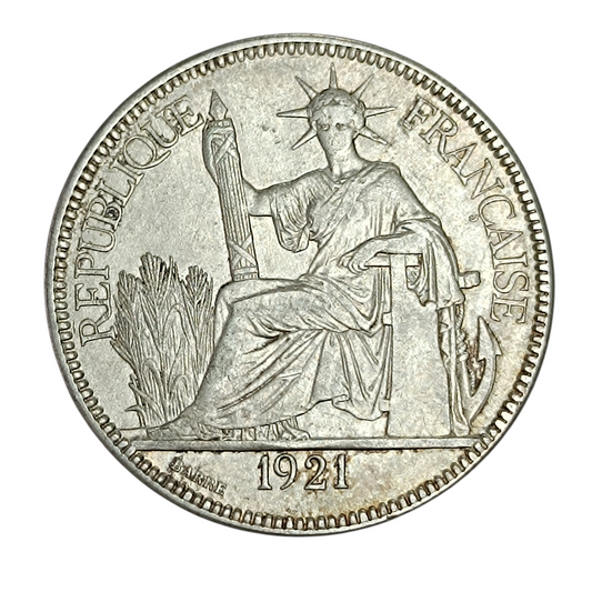 Indochine Française - Piastre de commerce - Argent - 1921 - 26.95 gr