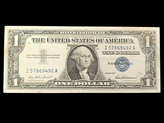États Unis USA billet 1 Dollar 1957 série F. Sceau bleu.