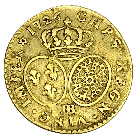 Louis XV (1715-1774) 1/2 Louis d'or aux lunettes 1726 BB Strasbourg 4.03 gr