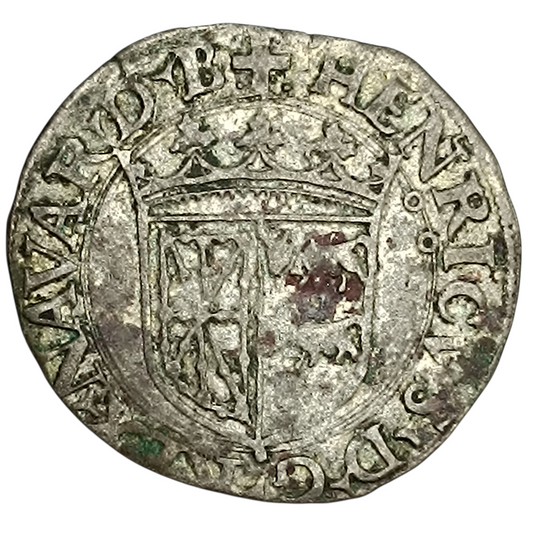 Royaume de Navarre Henri d'Albret (1541-1555) Douzain à la croisette 2.43 gr