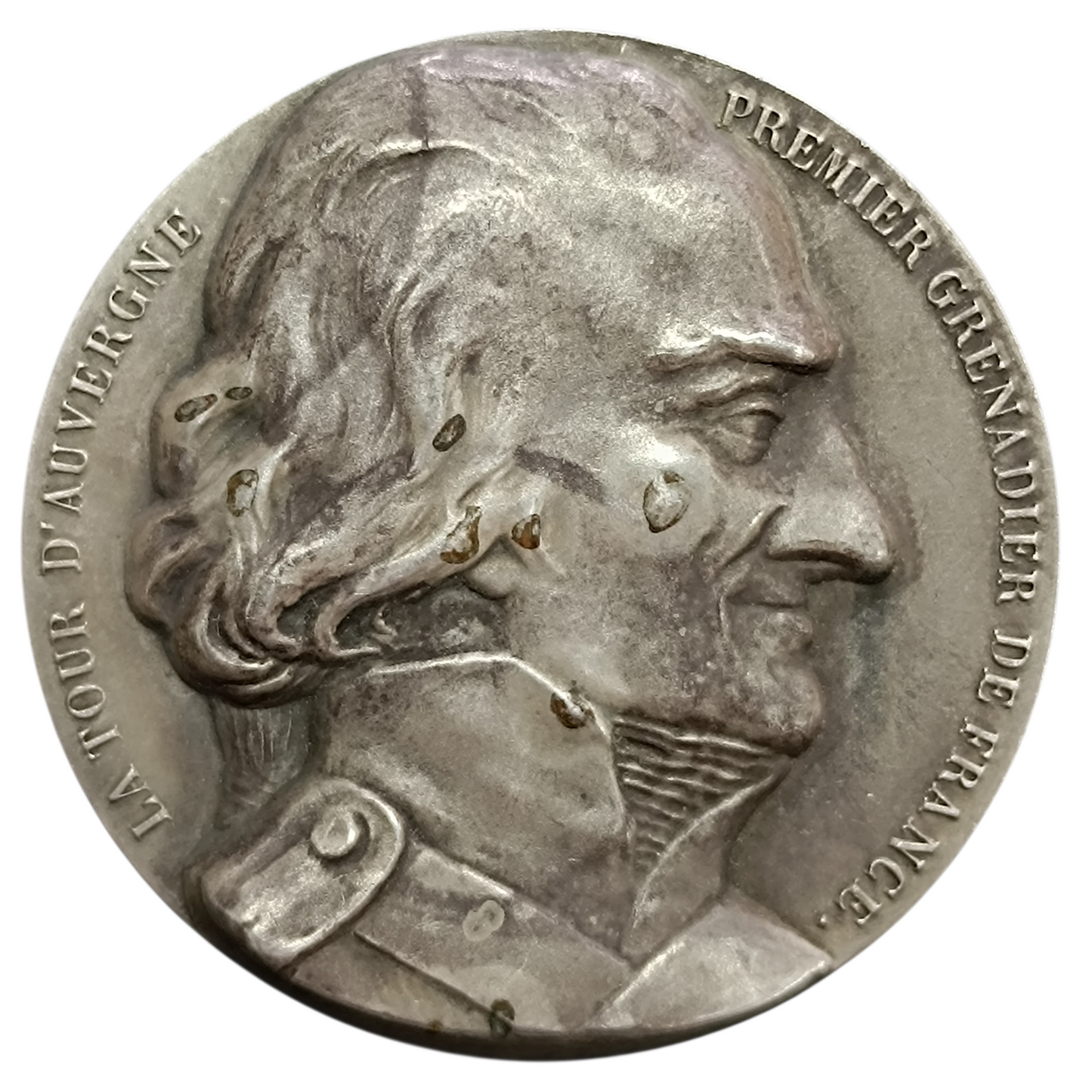 Médaille Argent La Tour d'Auvergne Premier Grenadier de France. 46e Régiment d'infanterie. Prix du chef de corps 1928 Tireur complet soldat Lamarche. 90.15 gr