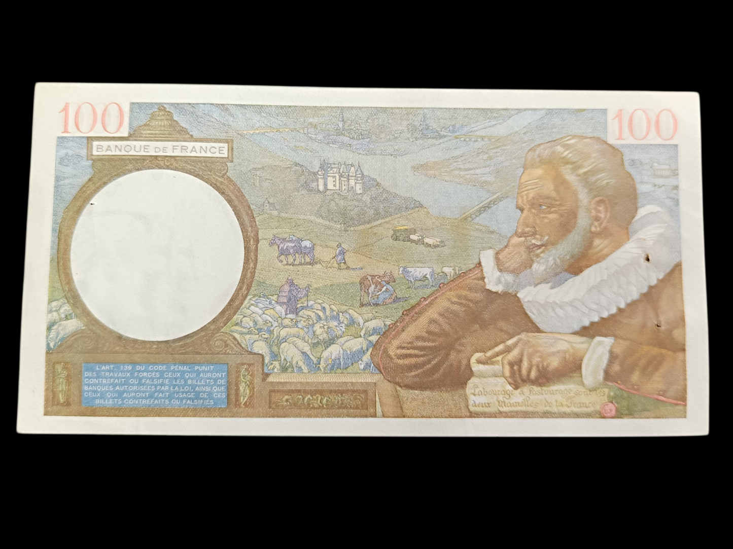 Billet 100 Francs Sully 30-1-1941. État SUP pas de pli, traces épinglages/agrafes