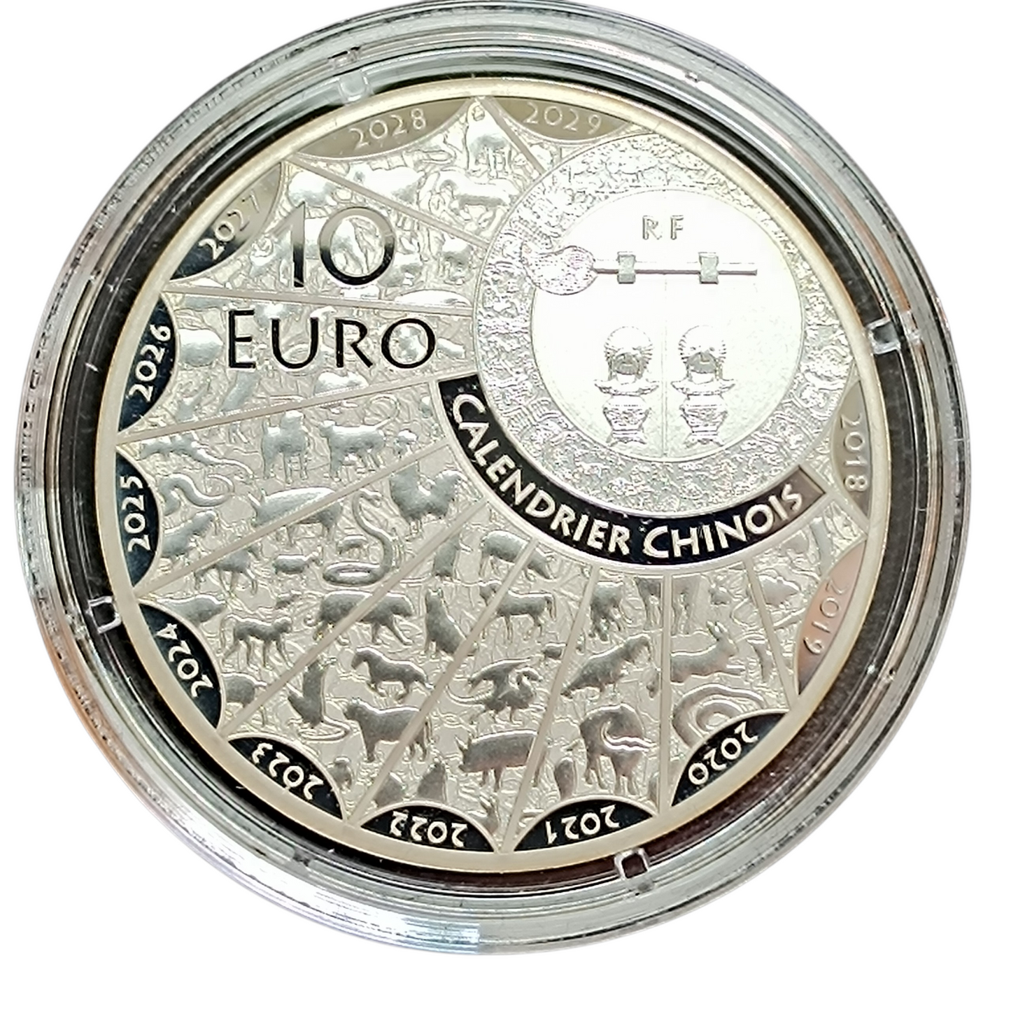 France 10 Euros 2019 Année du cochon Coffret BE Argent 22.2 gr